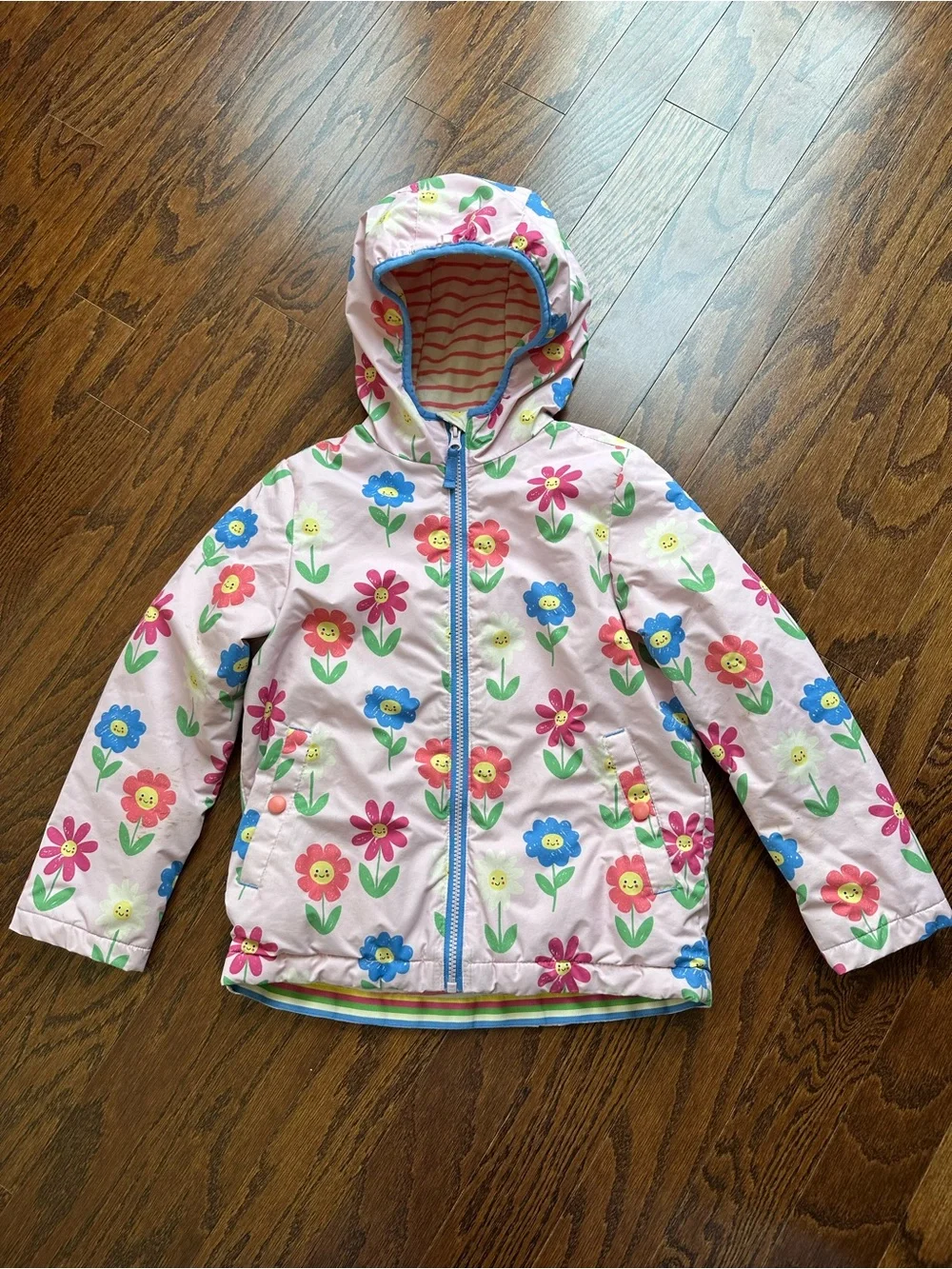 Mini Bodel Floral Hooded Lined Jacket - Pink with Multicolor Flowers